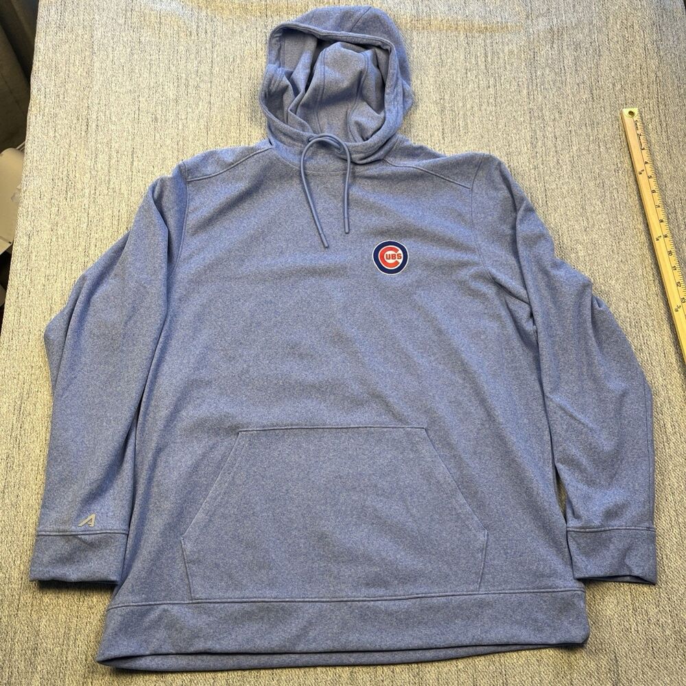 Chicago Cubs Pullover Hoodie Antigua Mens XL Heather Blue MLB